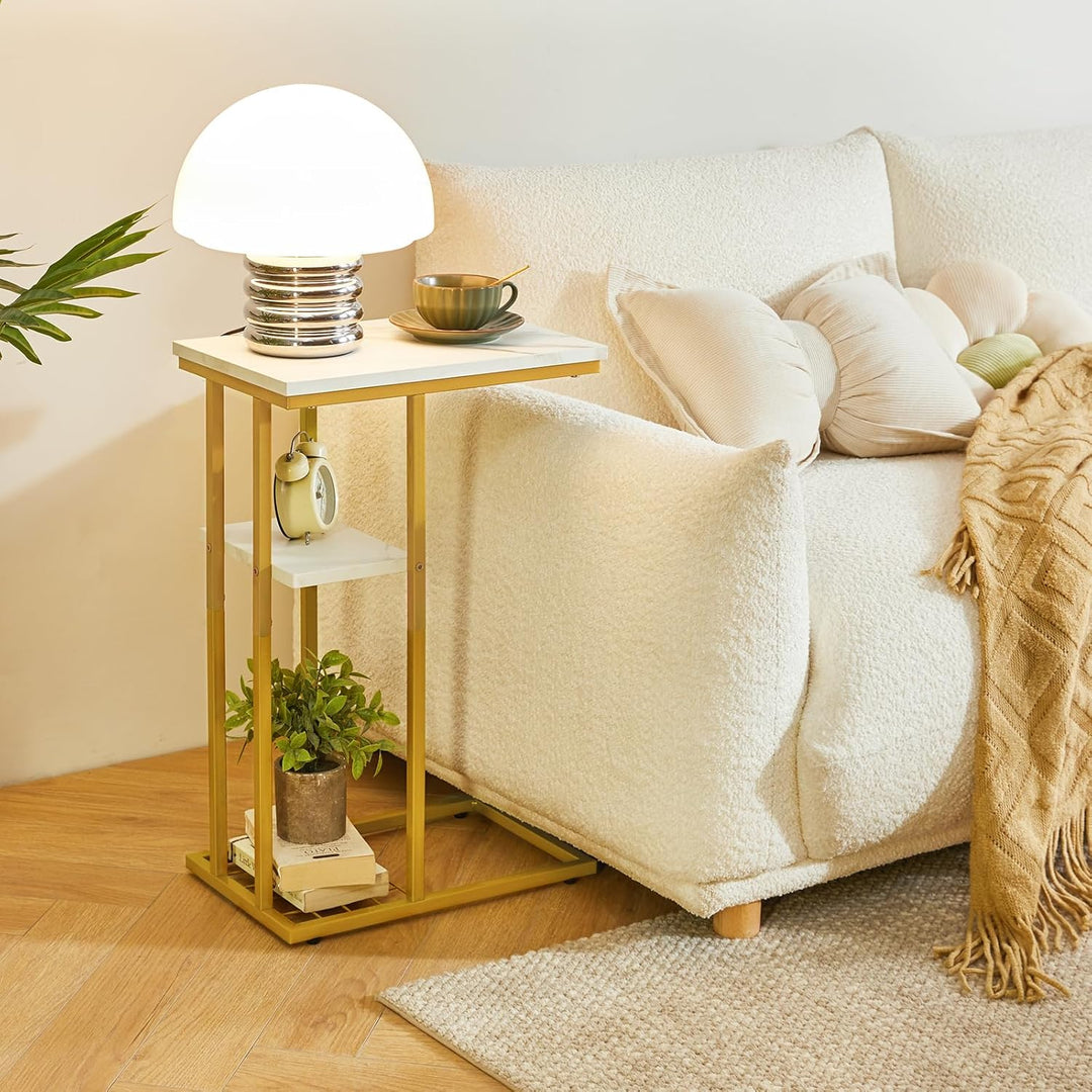 YMYNY Beistelltisch Kaffeetisch C-Form, Eleganter Kleiner Sofatisch, Industrie-Design, Sofatisch 40