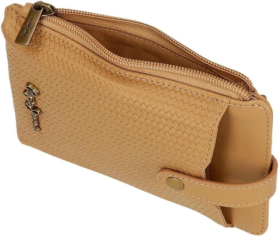 Pepe Jeans Lena Umhängetasche Handyhalter Braun 9,5x16,5 cm Kunstleder Braun mobile Umhängetasche, B