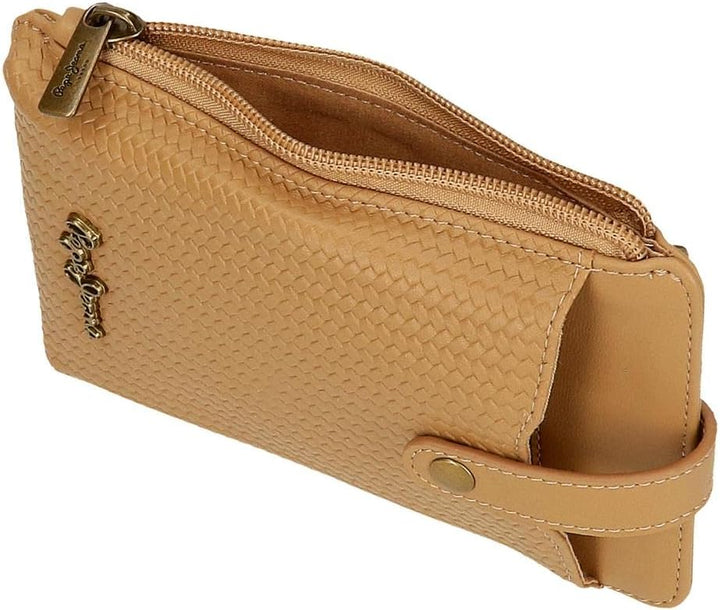 Pepe Jeans Lena Umhängetasche Handyhalter Braun 9,5x16,5 cm Kunstleder Braun mobile Umhängetasche, B