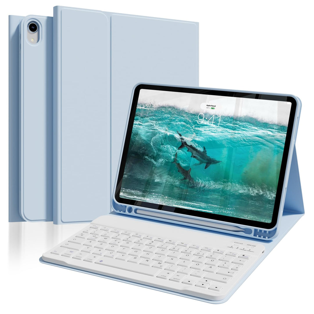 Hülle mit Tastatur für iPad Air 11 Zoll M4/M3/M2 (2026/2025/2024), iPad Air 5 4 2022/2020 10,9 Zoll,