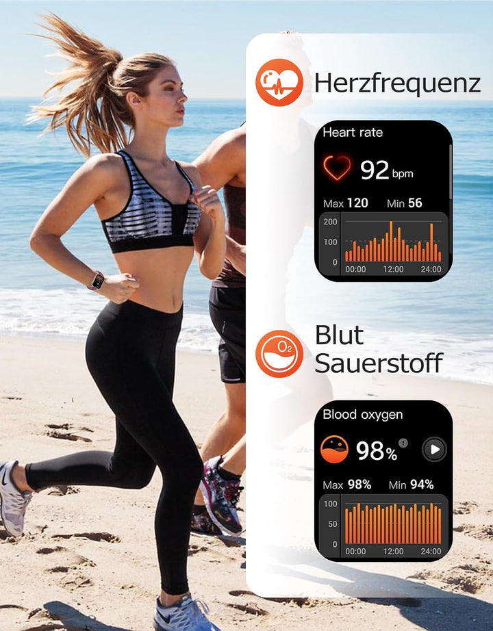 RUIMEN Smartwatch mit Telefonfunktion,Smartwatch für Damen Herren HD-Touch Screen Fitnessuhr mit SpO