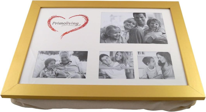 PrimoLiving Knietablett mit Fotorahmen - 43 x 32,5 x 8 cm – Tablett als Laptopunterlage – Sofa oder