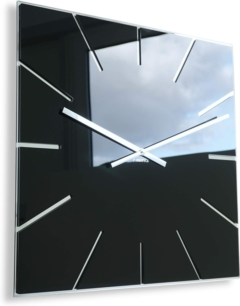 FLEXISTYLE Moderne grosse Wanduhr Exact 50cm, Acrylglas und Acrylspiegel, Stille, Wohnzimmer, Schlaf