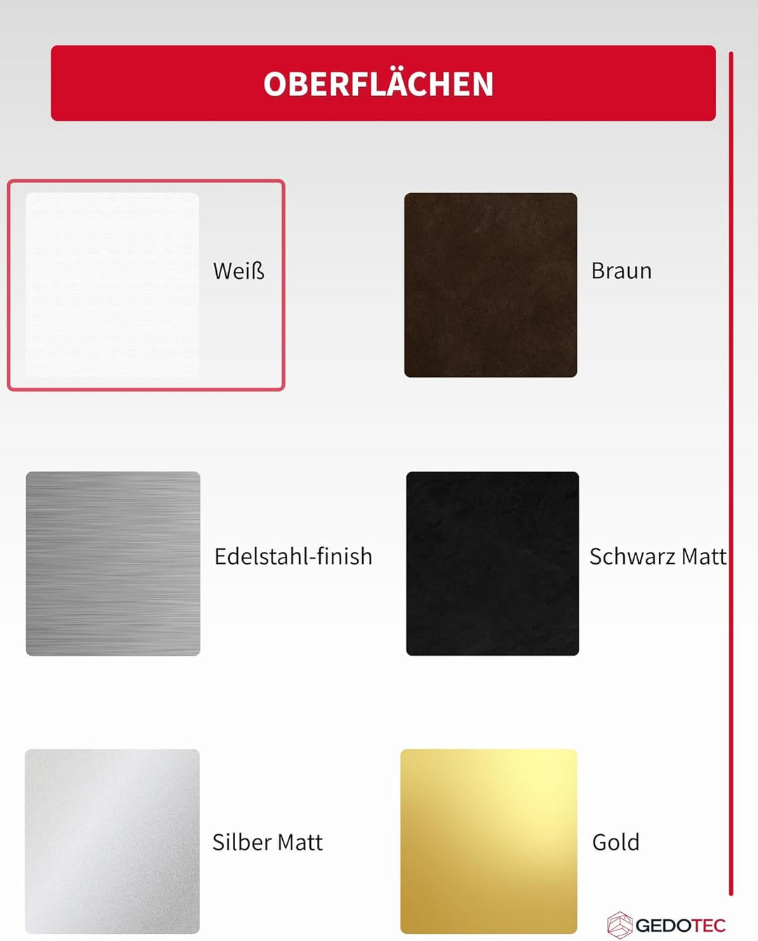 Gedotec Lüftungsgitter rechteckig aus Aluminium - 1 Stück Abluftgitter Weiss Matt - Heizungsgitter 1