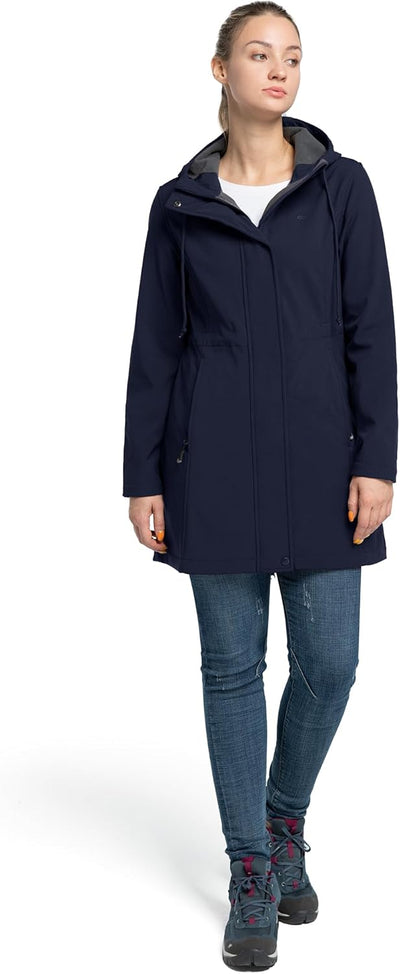 33,000ft Damen Leichte Wasserdichte Softshell Regenjacke Lange Funktionsjacke Übergangsjacke Windjac