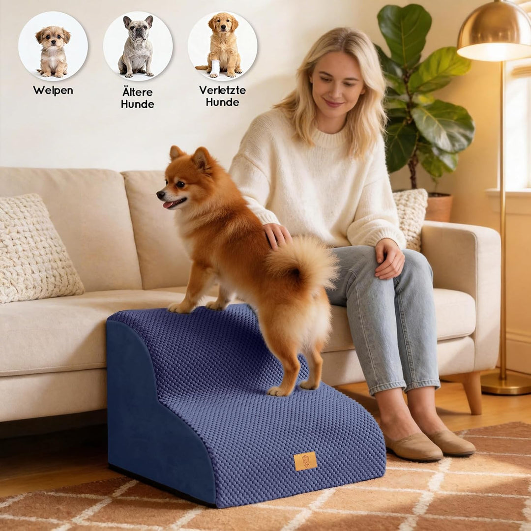 HEVOL Hundetreppe 2 Stufen,40cm Hogh Haustiertreppe Katzentreppe aus Schwamm für Hunde&amp;Katzen,Tragba
