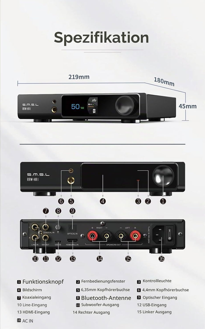 RAW-HA1 Amplifier Equipped with Full-Function Remote Control Fully-Fitted LCD Screen