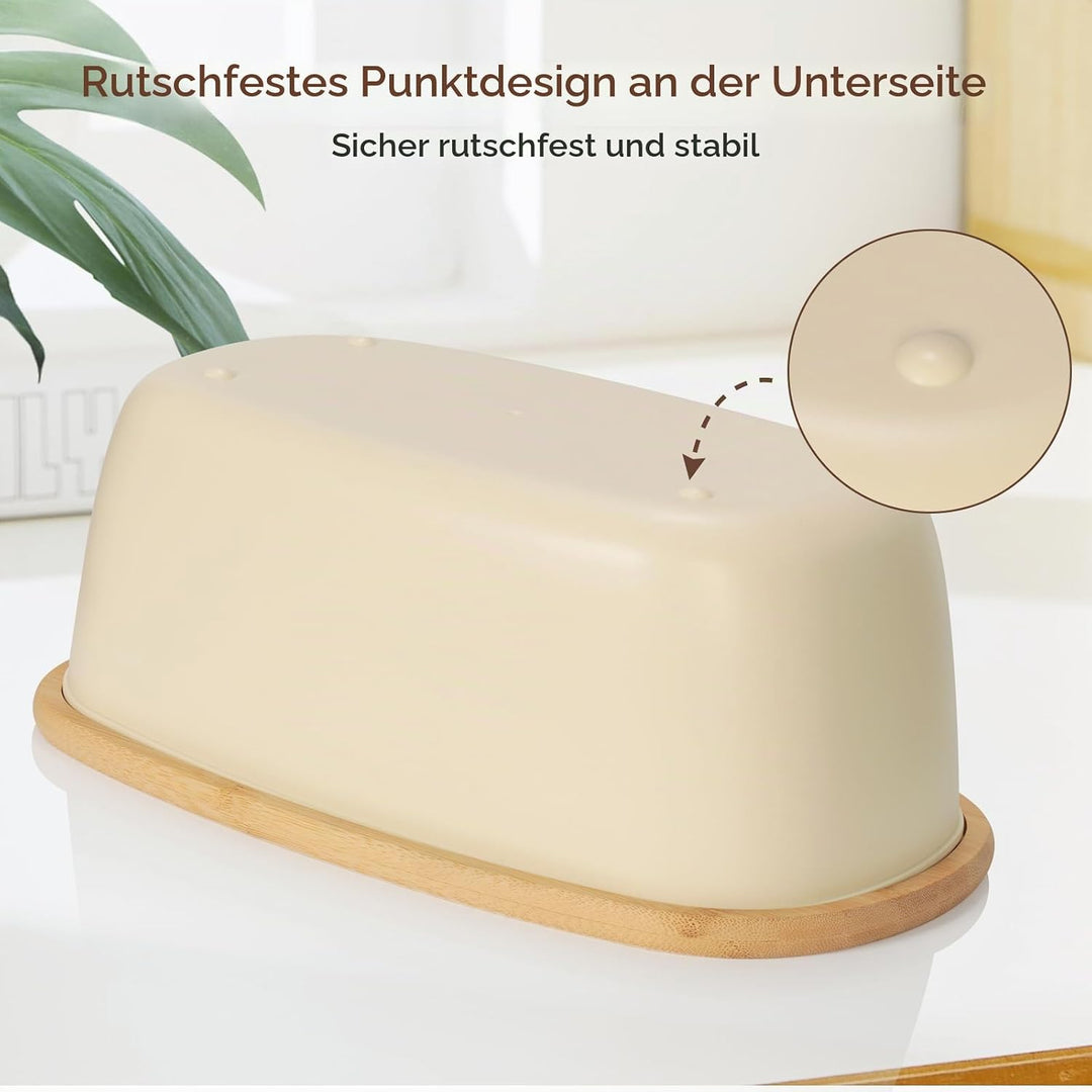 VINATO Brotkasten mit Schneidebrett, 37x22,5x14cm (6L), Brotdose mit hochwertigem Bambusdeckel &amp; Bro