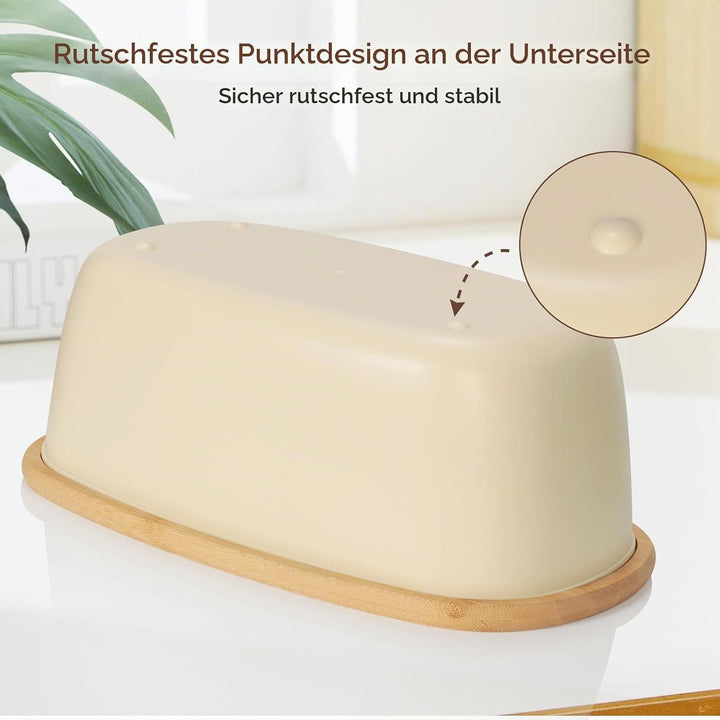 VINATO Brotkasten mit Schneidebrett, 37x22,5x14cm (6L), Brotdose mit hochwertigem Bambusdeckel &amp; Bro
