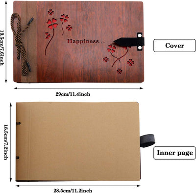 EMSea Happiness Holz-Fotoalbum zum Selbermachen, Geschenk für Jahrestag, Geburtstag, Erntedankfest,