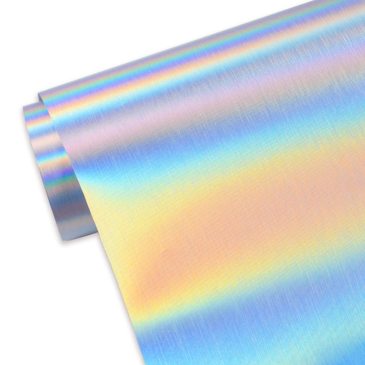 TECKWRAP Metallic-gebürstetes holografisches Vinyl, 0,3 m x 1,5 m Brushed Silver, Brushed Silver