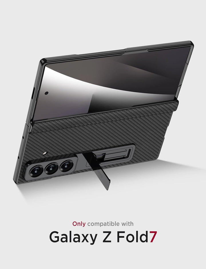 Miimall Lederhülle Kompatibel mit Samsung Galaxy Z Fold 7 Hülle mit Displayschutz+Scharnierschutz, S