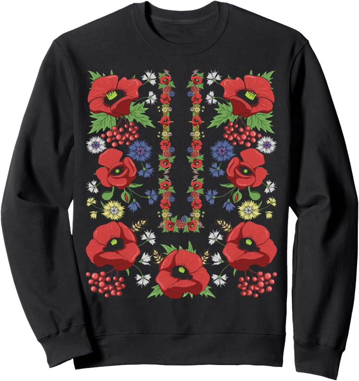 Rote Mohnblumen Ukraine Hemd Ukraine Blumenmuster Ukrainischer Vyshyvanka-Stil Sweatshirt