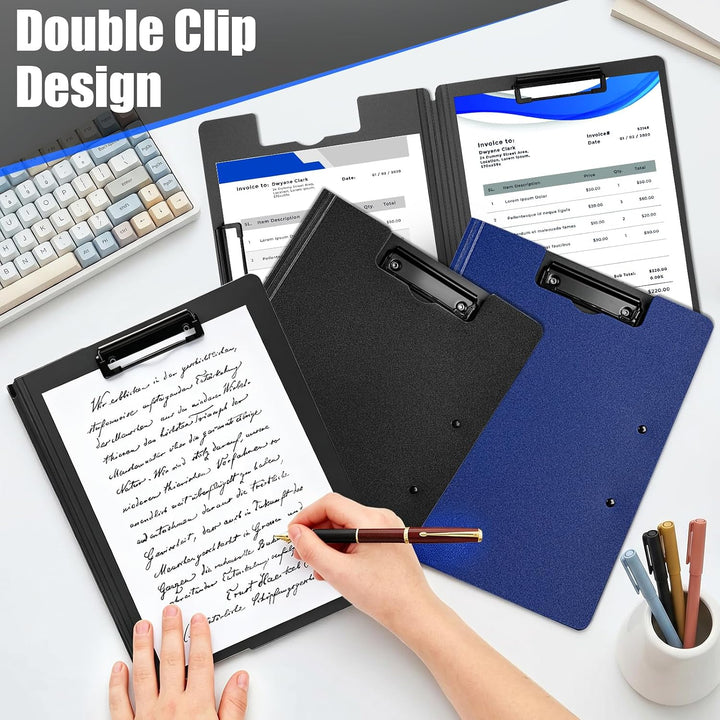 6PCS Klemmbrett A4 mit Deckel Schwarz Blau Klemmbretter A4 Klemmmappe | Doppelclip Wasserdicht Kunst