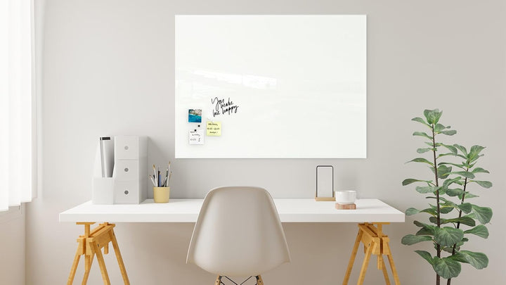 ALLboards Glasboard Magnetisch Weiss 100x80cm, Rahmenlos, Glastafel, Magnettafel, Gehärtetes Glas, W