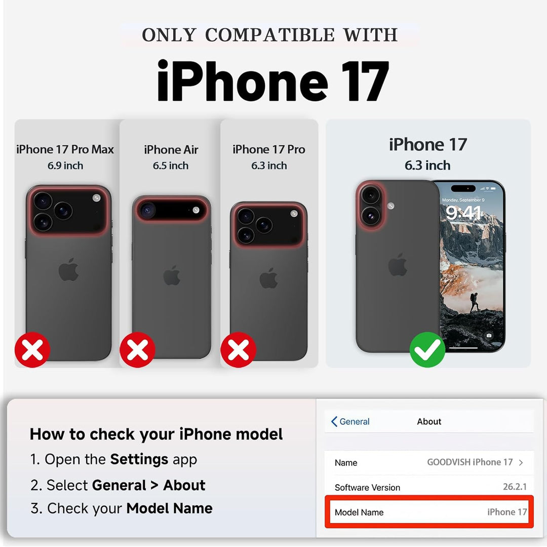 GOODVISH Handykette für iPhone 17 Hülle mit Band, Handytasche mit Kartenfach und Portemonnaie, Handy