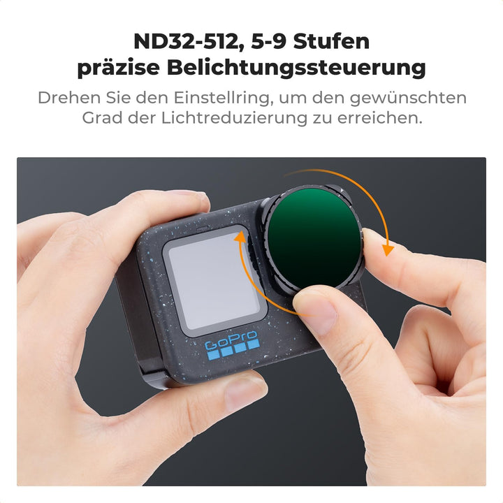 K&F Concept Variable ND32-512 Filter Kompatibel mit GoPro Hero 13 Schwarz, Neutraldichte Zubehör Lig