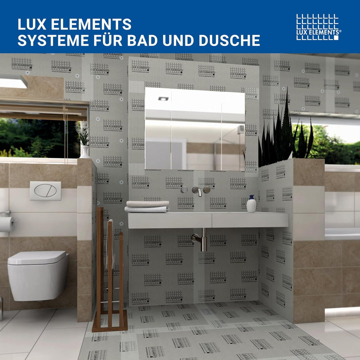 LUX ELEMENTS Bauplatte Fertig zum Verfliesen, 125 x 60 cm, 4 Stück (3 qm) LELEE4116, Grau, 4 mm Baup