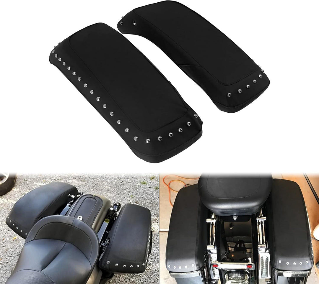 HDBUBALUS Satteltaschen-Schutzkappen mit Nagel PU Leder Wasserdicht Passform für Harley Touring Stre