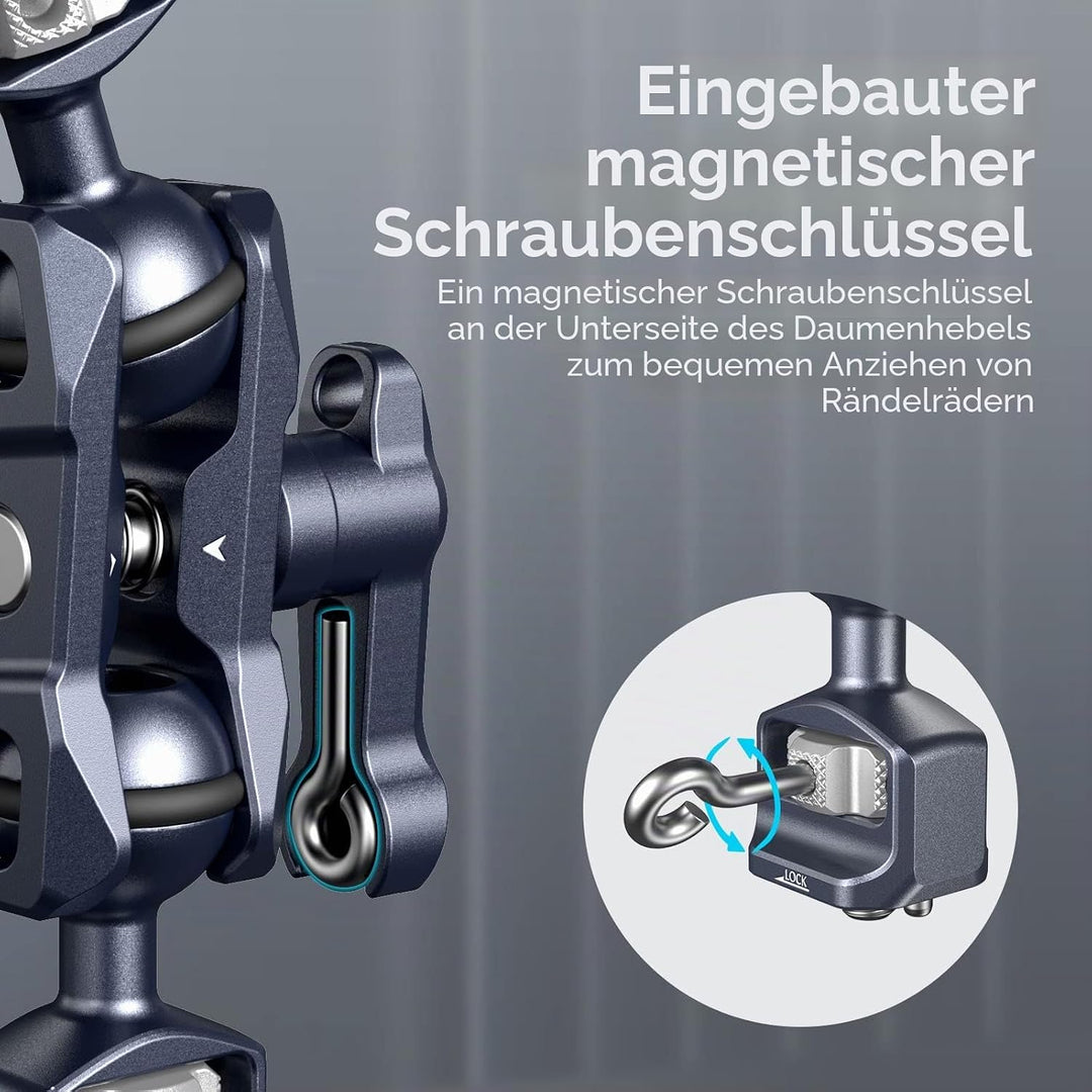 SMALLRIG Dual Ball Heads Magic Arm mit 1/4"-20 Schrauben, max. Belastung 6 kg, nur 88 g, aus Alumini