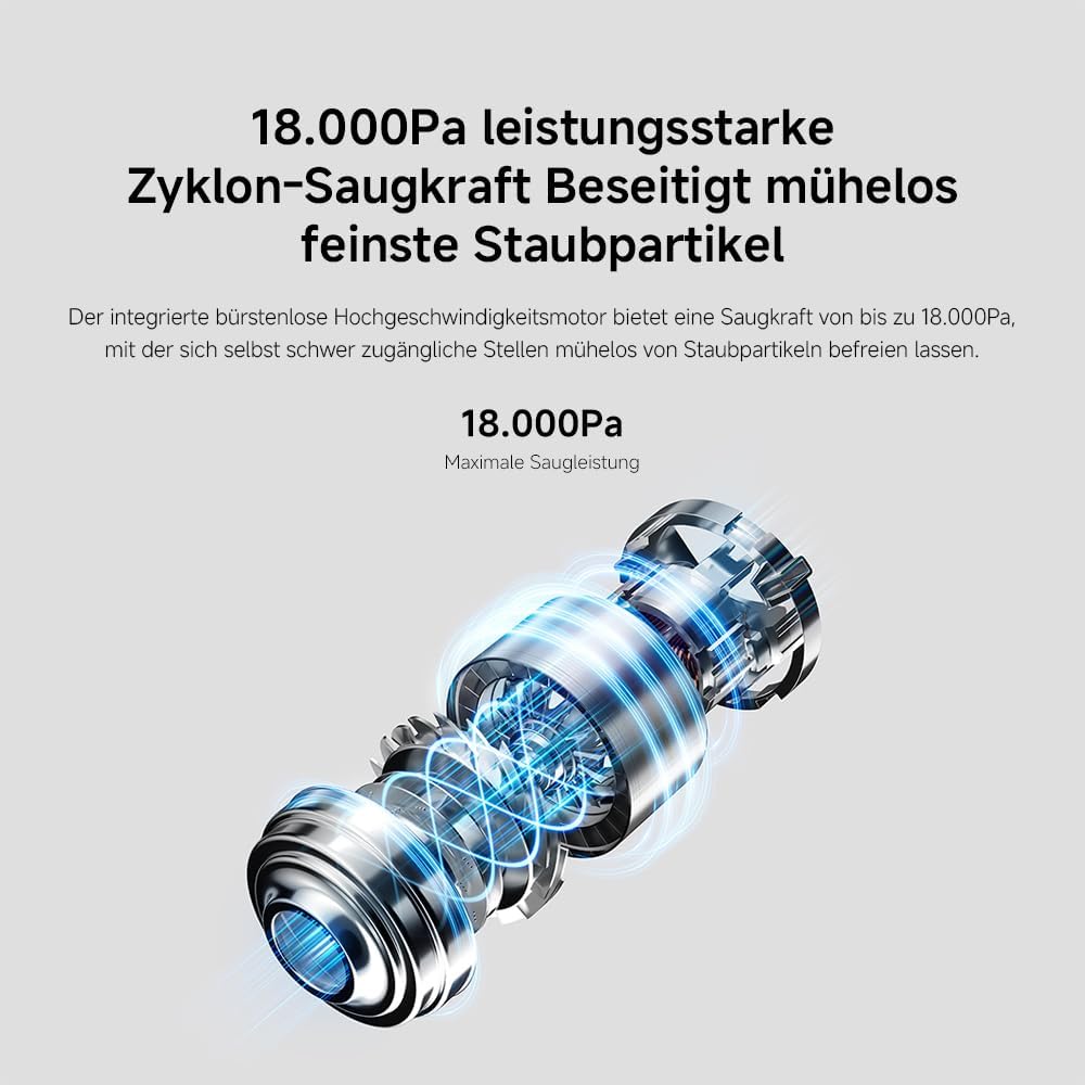 XIAOMI G20 Lite Kabelloser Stabstaubsauger - Bis zu 18.000Pa Saugleistung, LEDs zur Staub- & Flecker