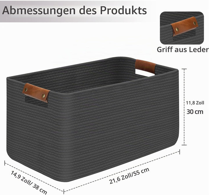 Goodheim Grosser faltbarer Wäschekorb, Wäschekorb für Decke, Spielzeug, Handtücher, gewebte Körbe zu