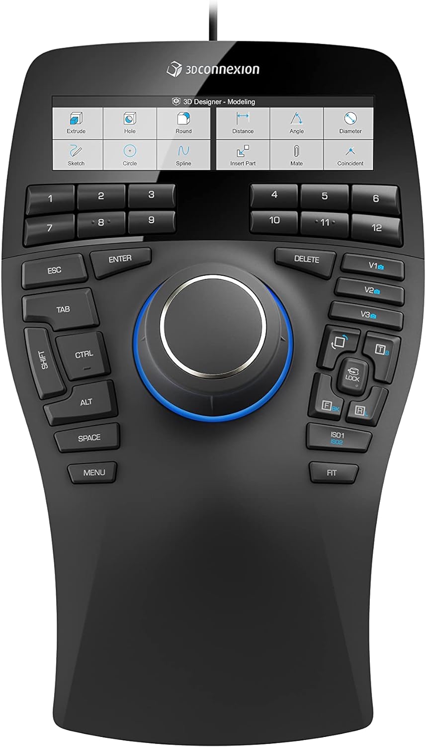 3Dconnexion SpaceMouse Enterprise (3D-Maus, kabelgebunden, LCD-Display, schwarz)