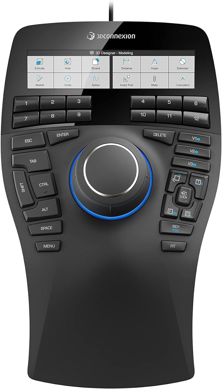 3Dconnexion SpaceMouse Enterprise (3D-Maus, kabelgebunden, LCD-Display, schwarz)