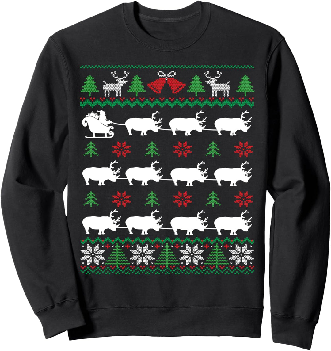 Nashörner ziehen den Weihnachtsmann | Rhinozeros-Weihnachten Sweatshirt