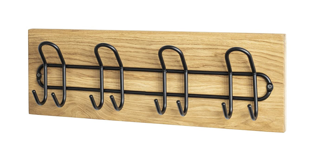 HAKU Möbel Wandgarderobe, Massivholz, eiche geölt-schwarz, B 60 x T 10 x H 20 cm