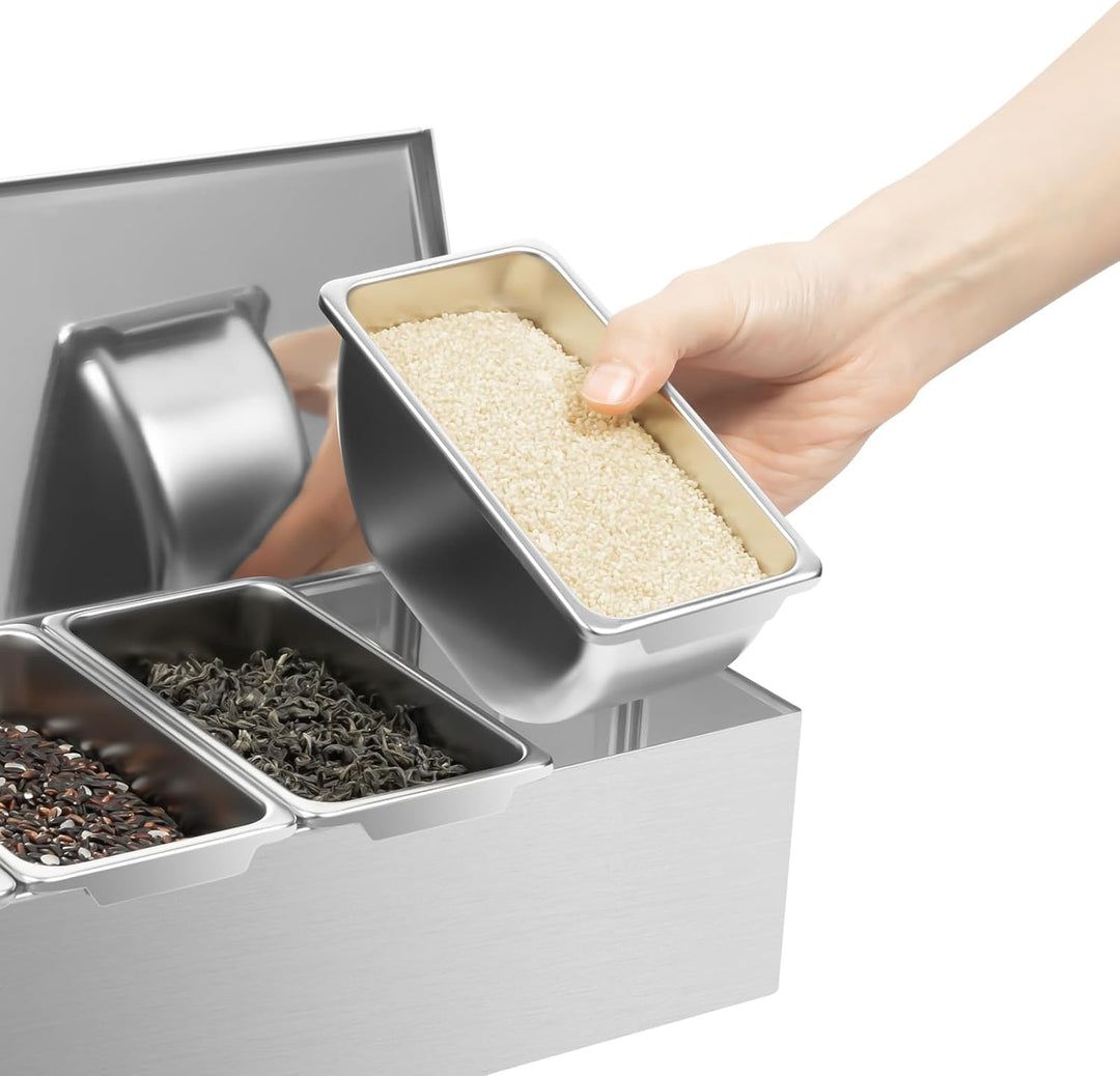 Bar Zutatenbehälter Gewürzbox Edelstahl 6 Gitter Zutatenbox Multifunktionale Obstschachtel Beilagenb