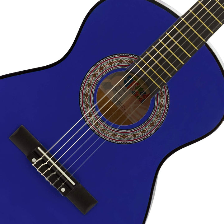 TIGER MA-CG07, 1/2 Klassische Gitarre, Blau, farbenfrohe Spanische Gitarre, mit Tragetasche, Gurt, P