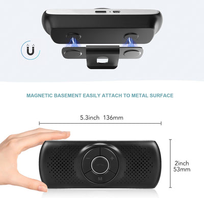 Freisprecheinrichtung für Auto Bluetooth 5.0 mit Clip, TF-Kartenslot, integriertes Mikrofon, Unterst