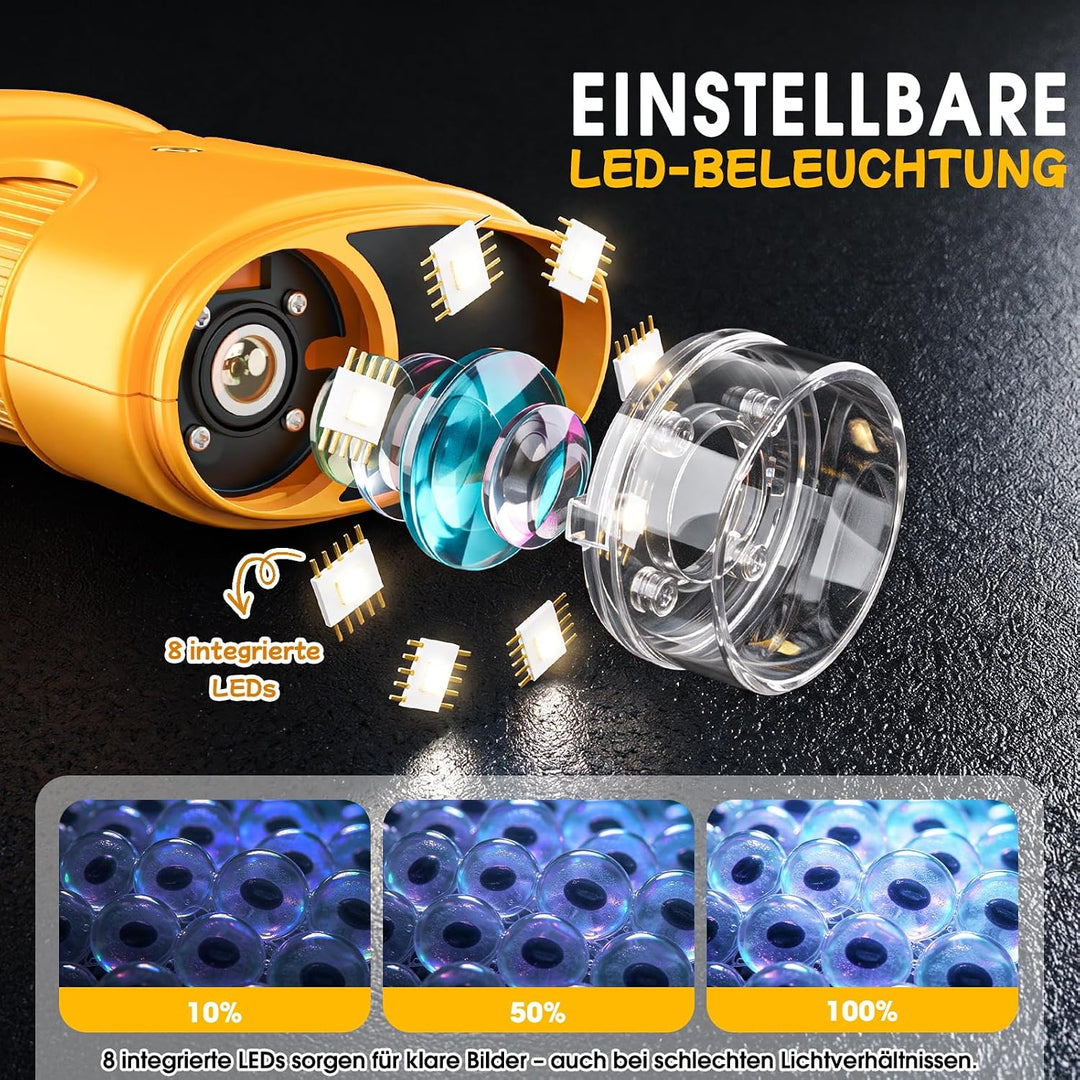 Digitales Mikroskop für Kinder mit 20+ Entdeckerkarten, 1000X Vergrösserung und 2" HD Display-Bildsc