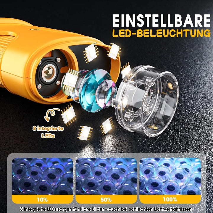 Digitales Mikroskop für Kinder mit 20+ Entdeckerkarten, 1000X Vergrösserung und 2" HD Display-Bildsc