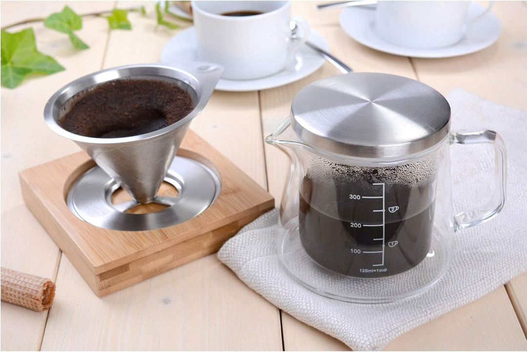GRÄWE Kaffeebereiter mit hitzebeständiger Karaffe aus Borosilikat-Hartglas, mit Edelstahl-Dauerfilte