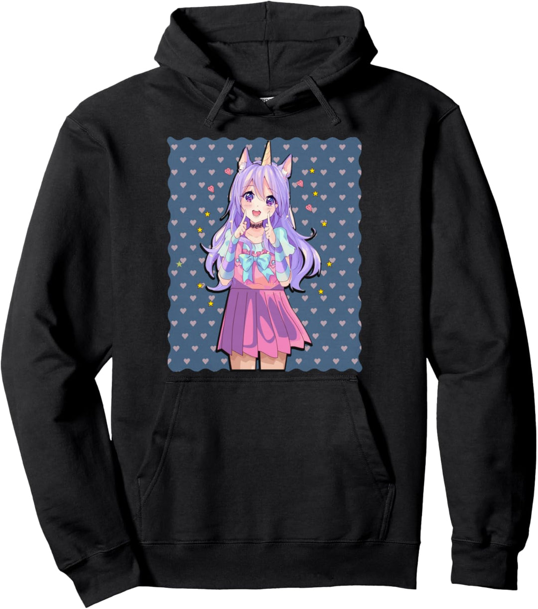 Anime Unicorn Girl Otaku Japanisches Cosplay Kawaii Pastell Gothic Pullover Hoodie