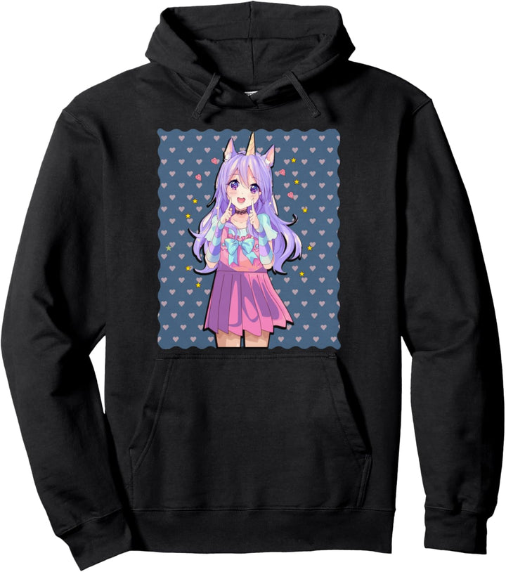 Anime Unicorn Girl Otaku Japanisches Cosplay Kawaii Pastell Gothic Pullover Hoodie