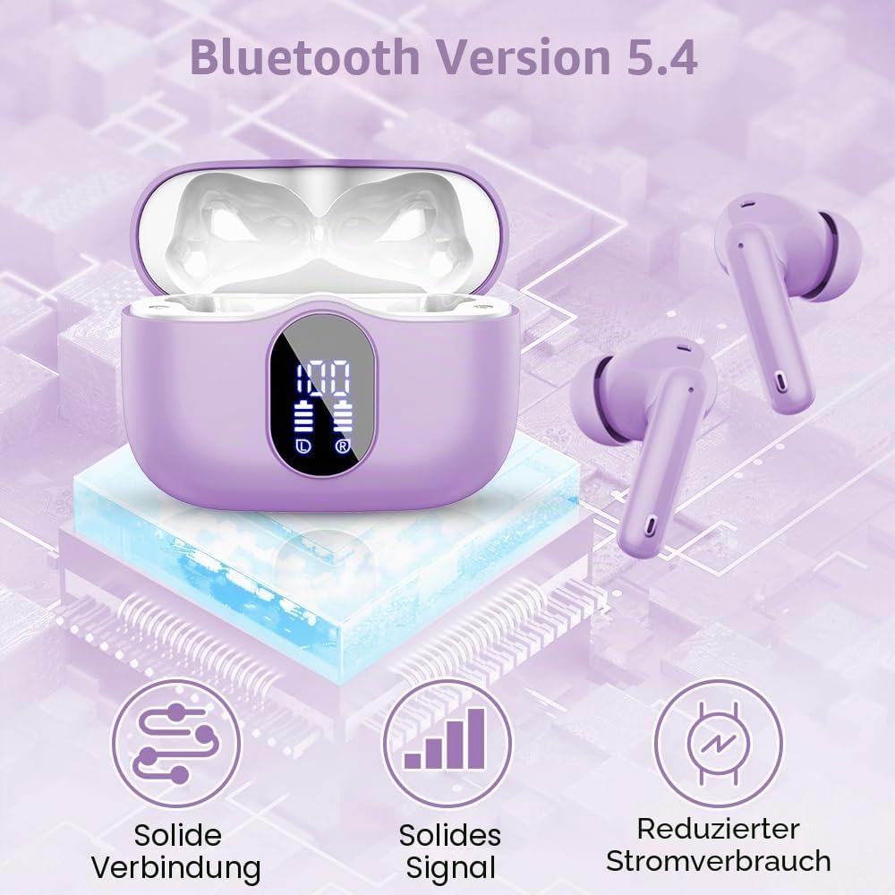 Btootos Bluetooth Kopfhörer, Kopfhörer Kabellos Bluetooth 5.4 Sport In Ear Kopfhörer mit 4 Mikrofon,