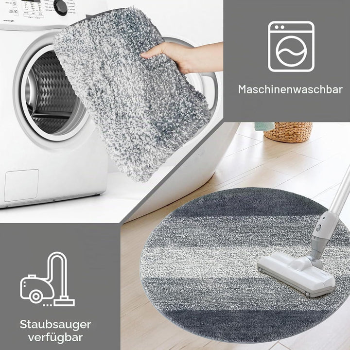 Famibay Badteppich Rund 80cm Badezimmerteppich rutschfest Badematte Absorbierend Waschbar Weich Badv
