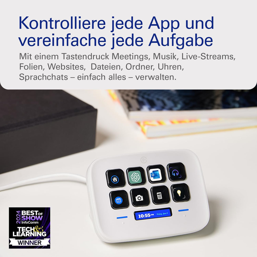 Elgato Stream Deck Neo – 8 anpassbare Tasten, 2 Touch Points, rasante Tasks & Workflows – Steuern Si