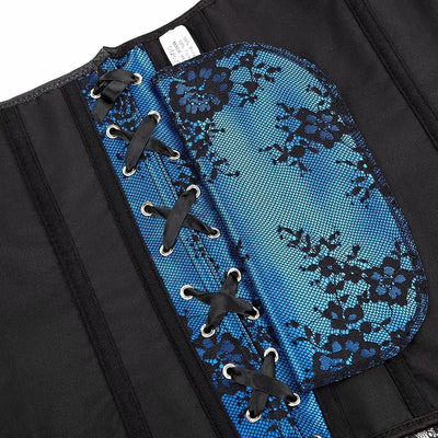 Jutrisujo Korsett Damen Corsage Corset Vollbrust Top Spitze Ärmel Hochzeit Vintage Burlesque, Blau