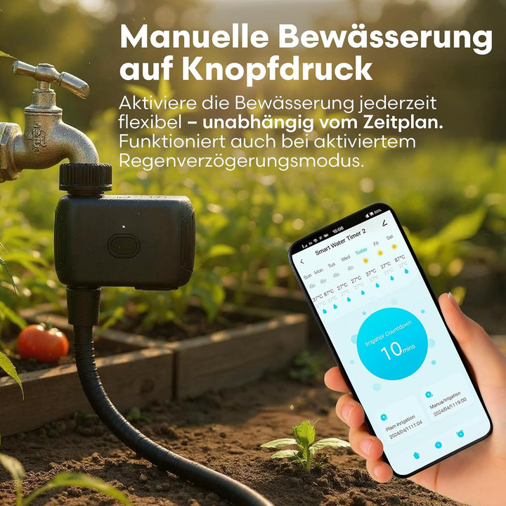 rainfactory Bewässerungscomputer WLAN mit Messinganschluss, Smart Water Timer, APP Steuerung, Alexa