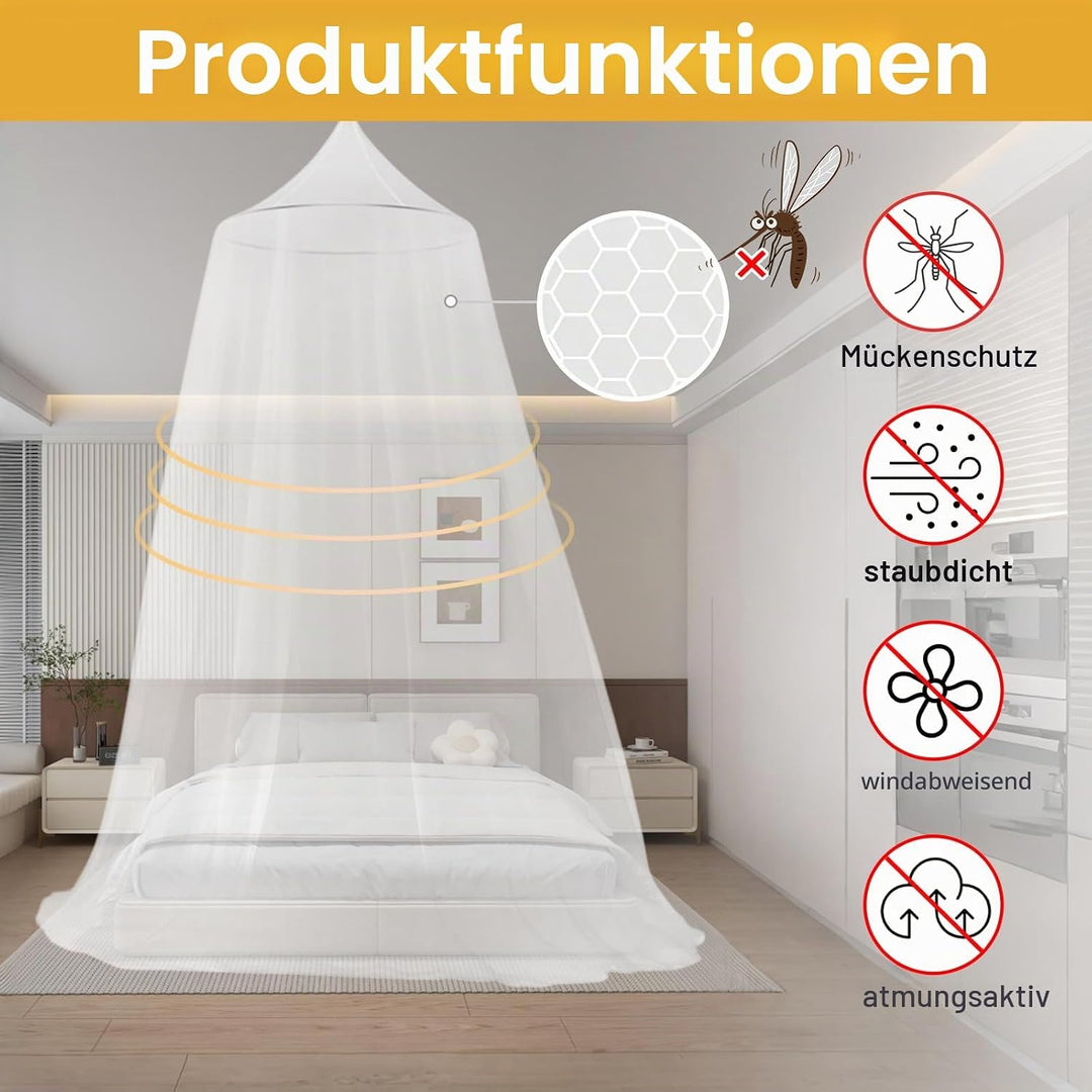 Atmungsaktives Faltbares Moskitonetz für 1,40m Bett - Dichtes Netz für Zuhause &amp; Outdoor