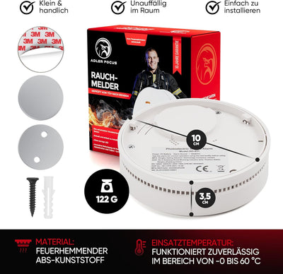 Adler Focus Rauchmelder - Stand Alone, vom Feuerwehrmann entwickelt, neuentwickelter Fotoelektronisc