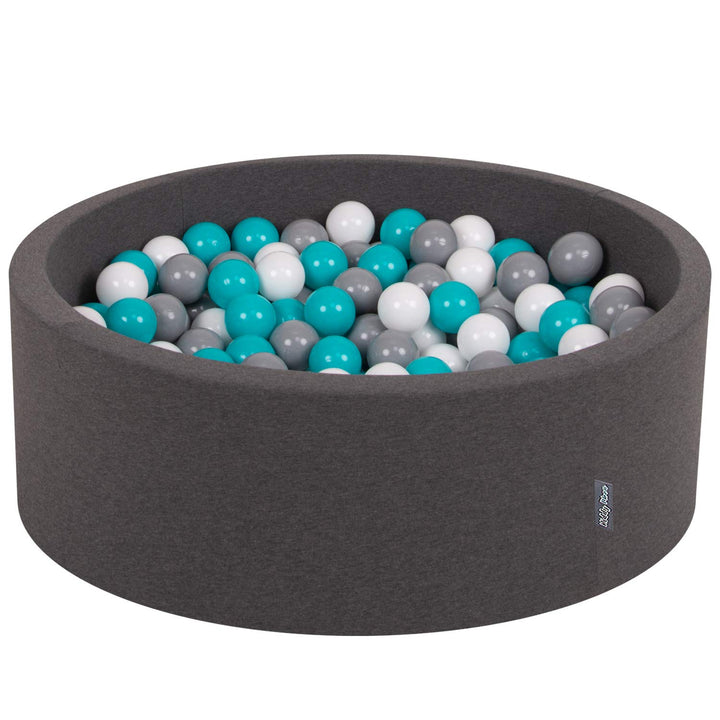 KiddyMoon Bällebad 90X30cm/300 Bälle ∅ 7Cm Bällepool Mit Bunten Bällen Für Babys Kinder Rund, Dunkel
