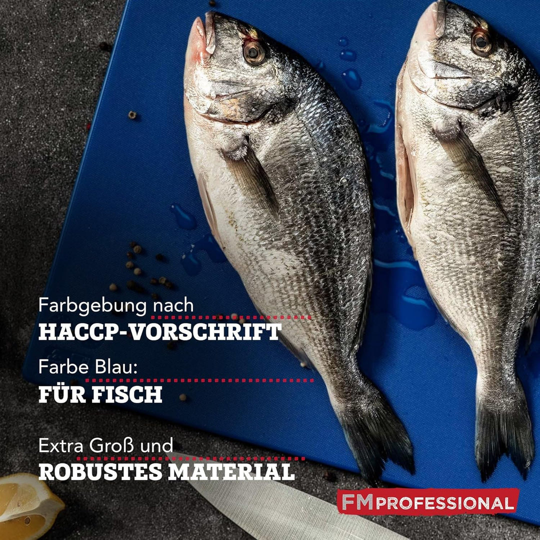 Schneidebrett aus Kunststoff Extra Gross – Farbe Blau: Für Fisch – Farbcodierung nach HACCP – Profi