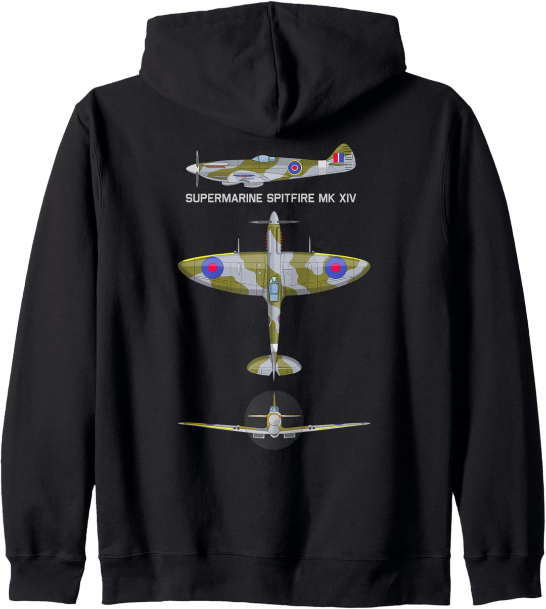 Spitfire MK XIV Britisches WW2 Kampfflugzeug Diagramm Kapuzenjacke