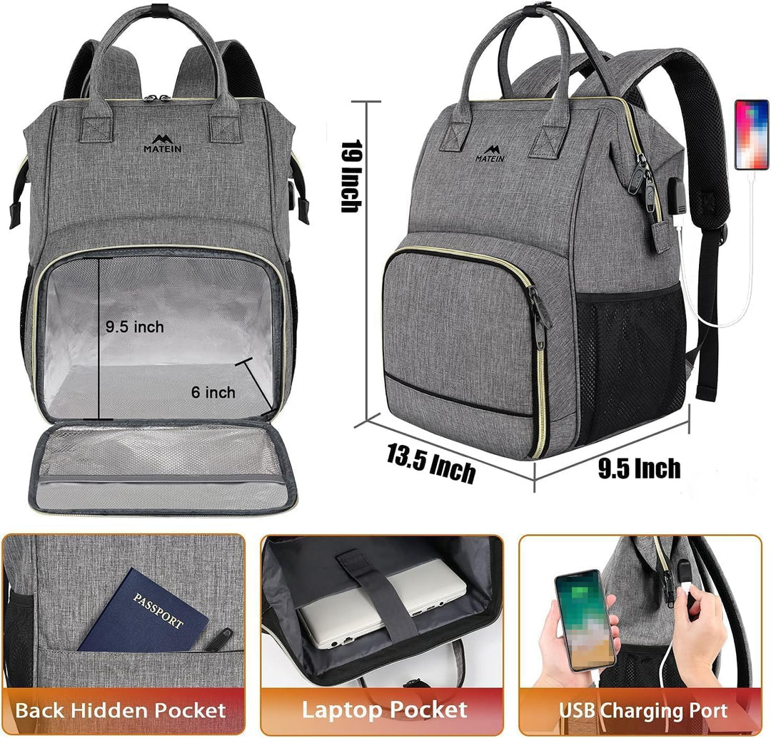 MATEIN Laptop Lunch Rucksack, 17" Picknick Rucksack für Damen und Herren mit isoliertem Kühlfach, Wa