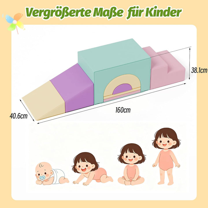 Xilingol 7 TLG.Schaumstoff Bausteine Kinder,Wasserfeste Softbausteine aus PU mit Tunne,Treppe &amp; Ramp